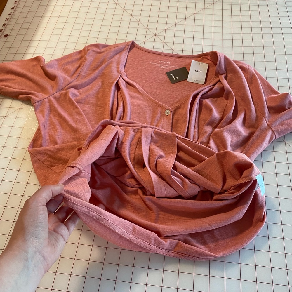 J. Jill Dusty Rose Button-Front Draped Blouse - Picture 5 of 16